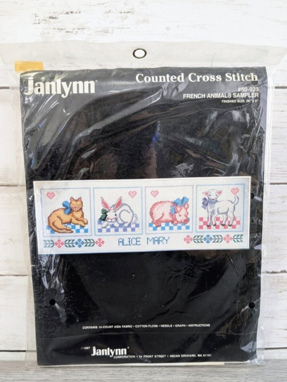 Janlynn Counted Cross Stitch French Animals Sampler 26"x9"